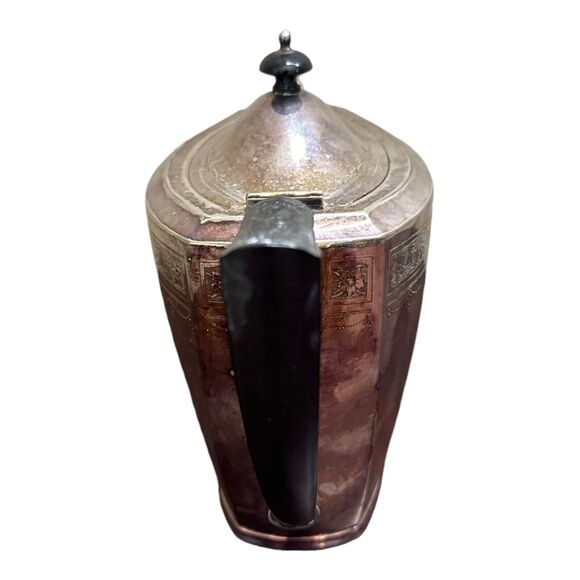 PAUL REVERE TEAPOT ART DECO STYLE FLOWERS LEAVES HOME OFFICE TEA POT SILVERPLATE - Picture 3 of 7